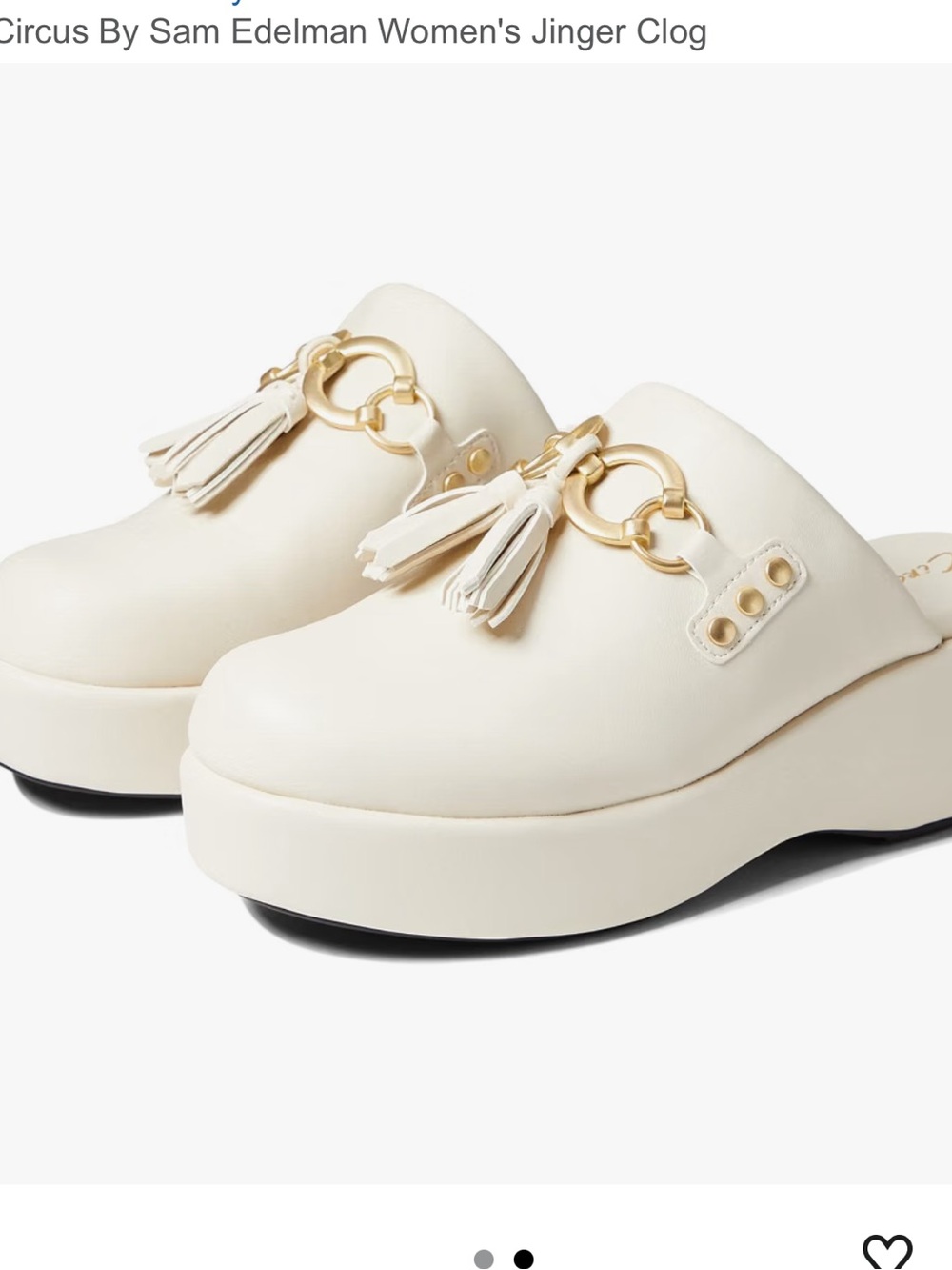 Circus by Sam Edelman Cream Tassel & Gold-Link Mule Clogs size 8